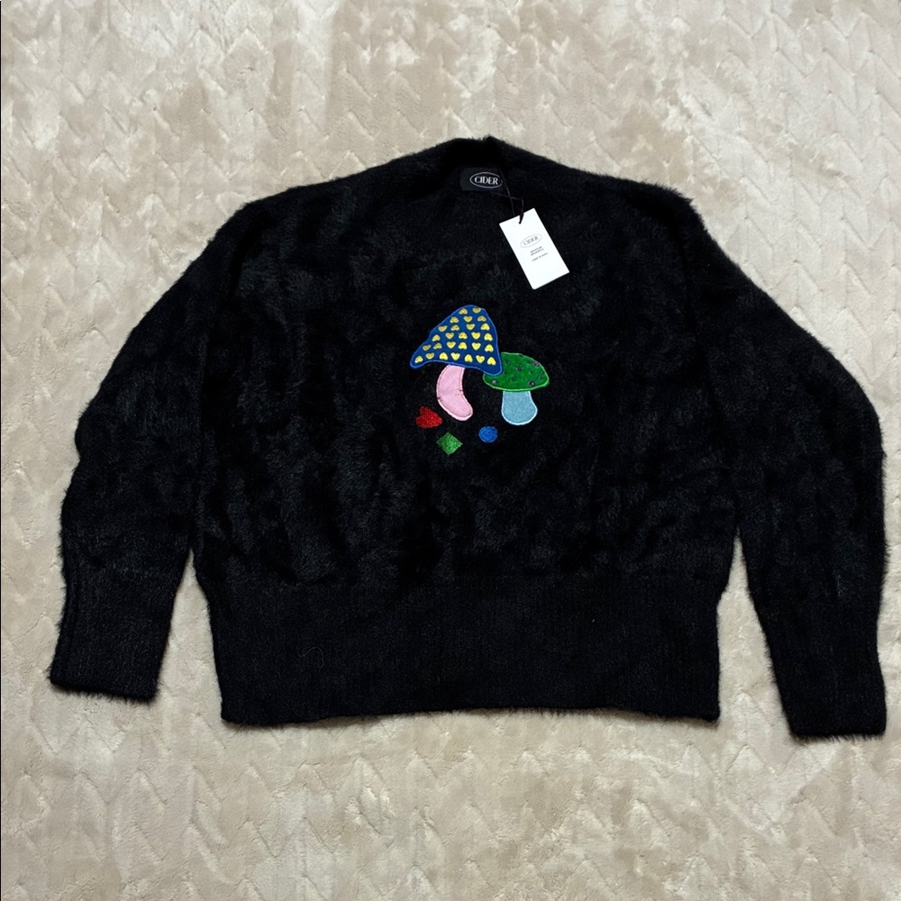Cider Black Sweater with Mushrooms